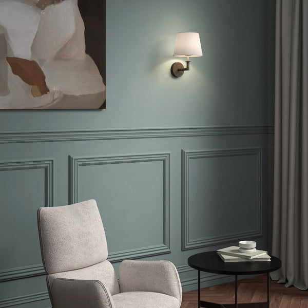 Club Wall Light In Bronze With Brass Detail